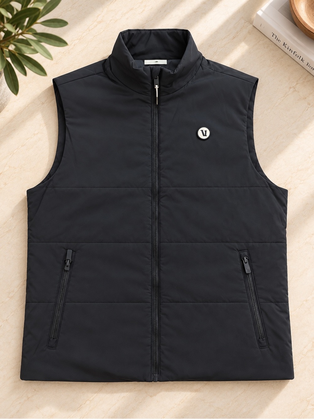 Vuori Black Quilted Zip-Front Vest